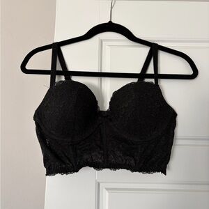 Victoria's Secret Black Lace Longline Bra
